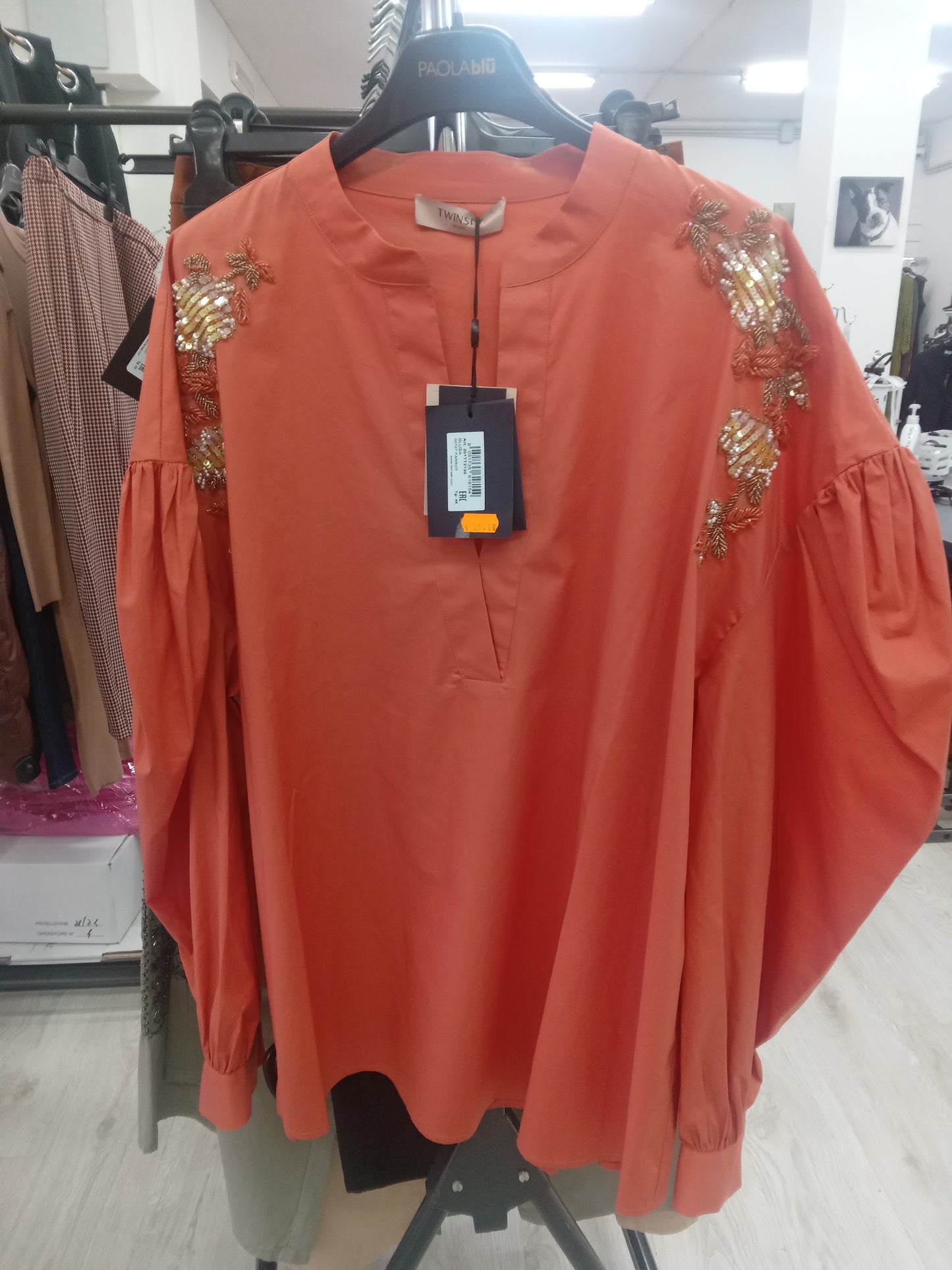 Twinset blusa pailettes e perline