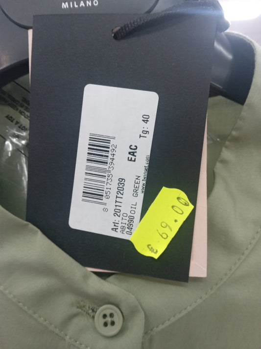 Twinset abito aperto pile green