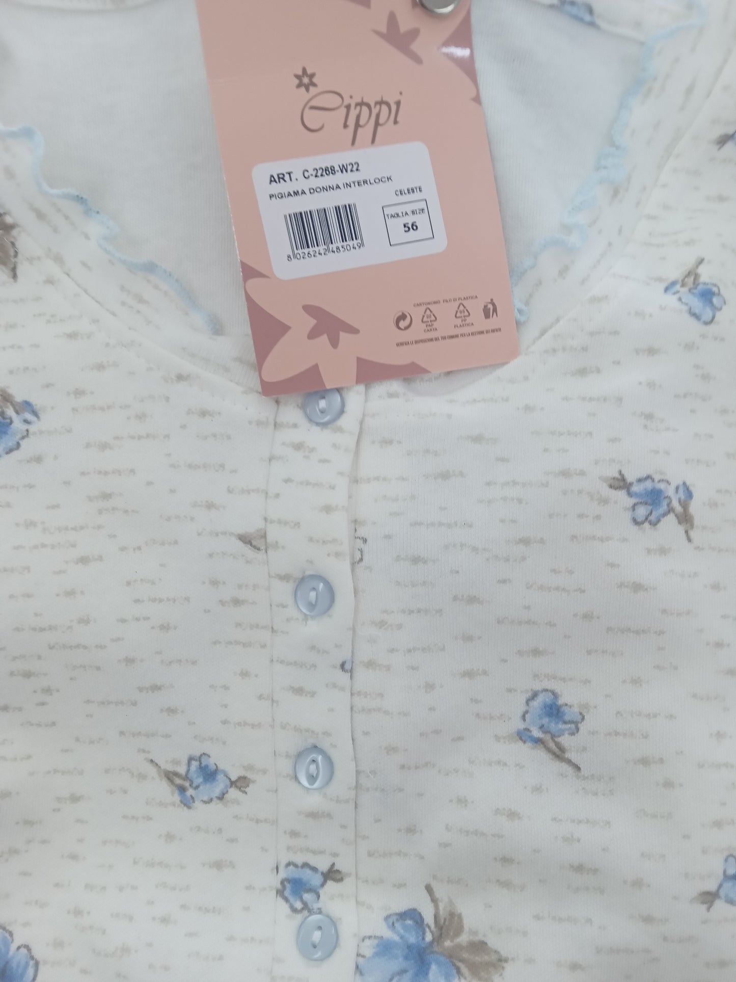 Pigiama  Cippi interlock donna celeste