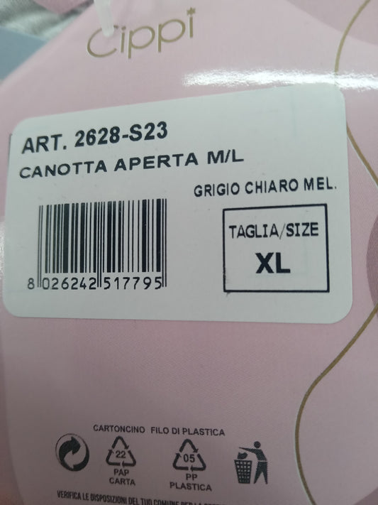 Camicia da notte aperta grigio chiaro mel fiori CIPPI
