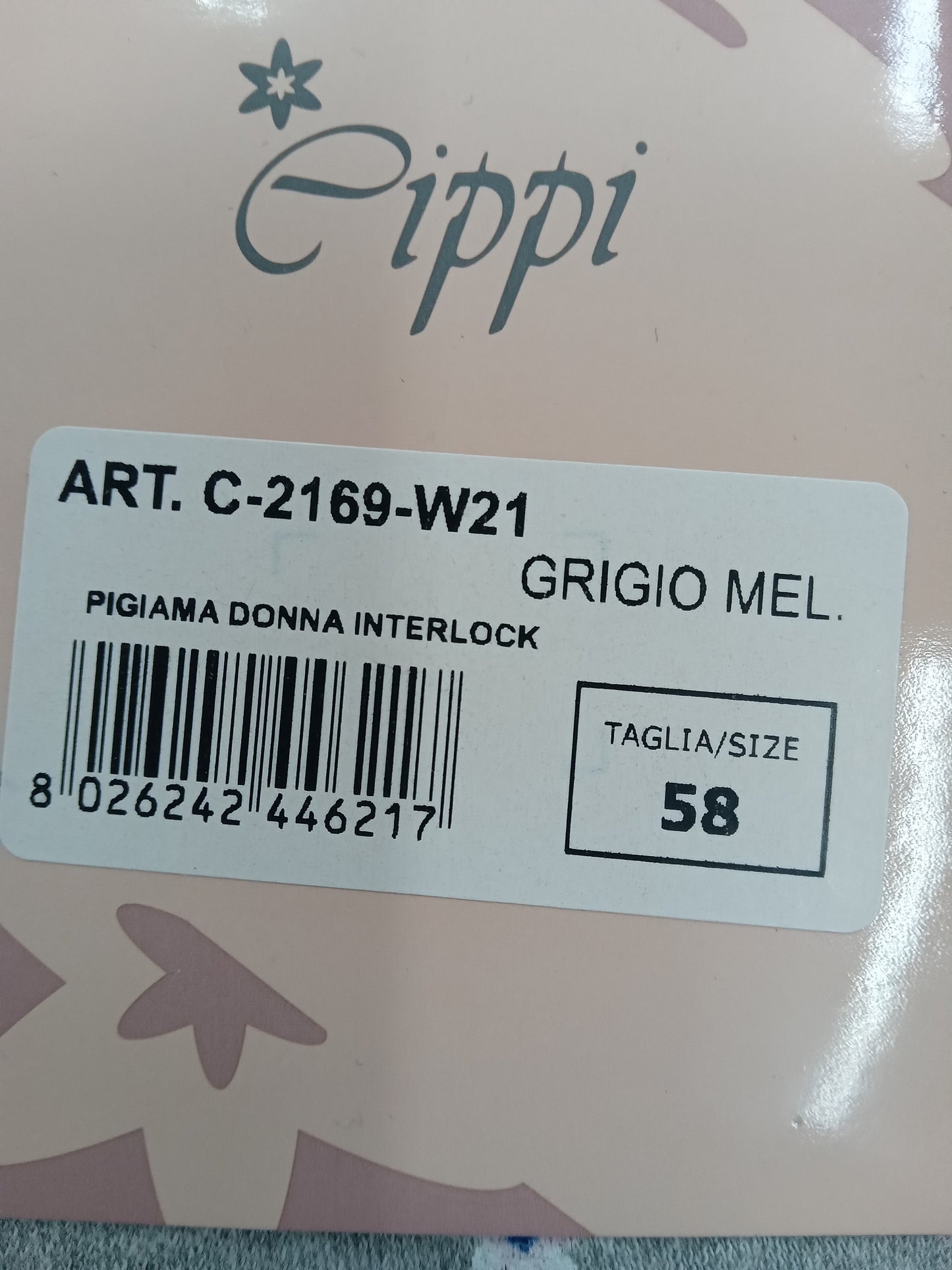 Pigiama donna Cippi interlock grigio mel.