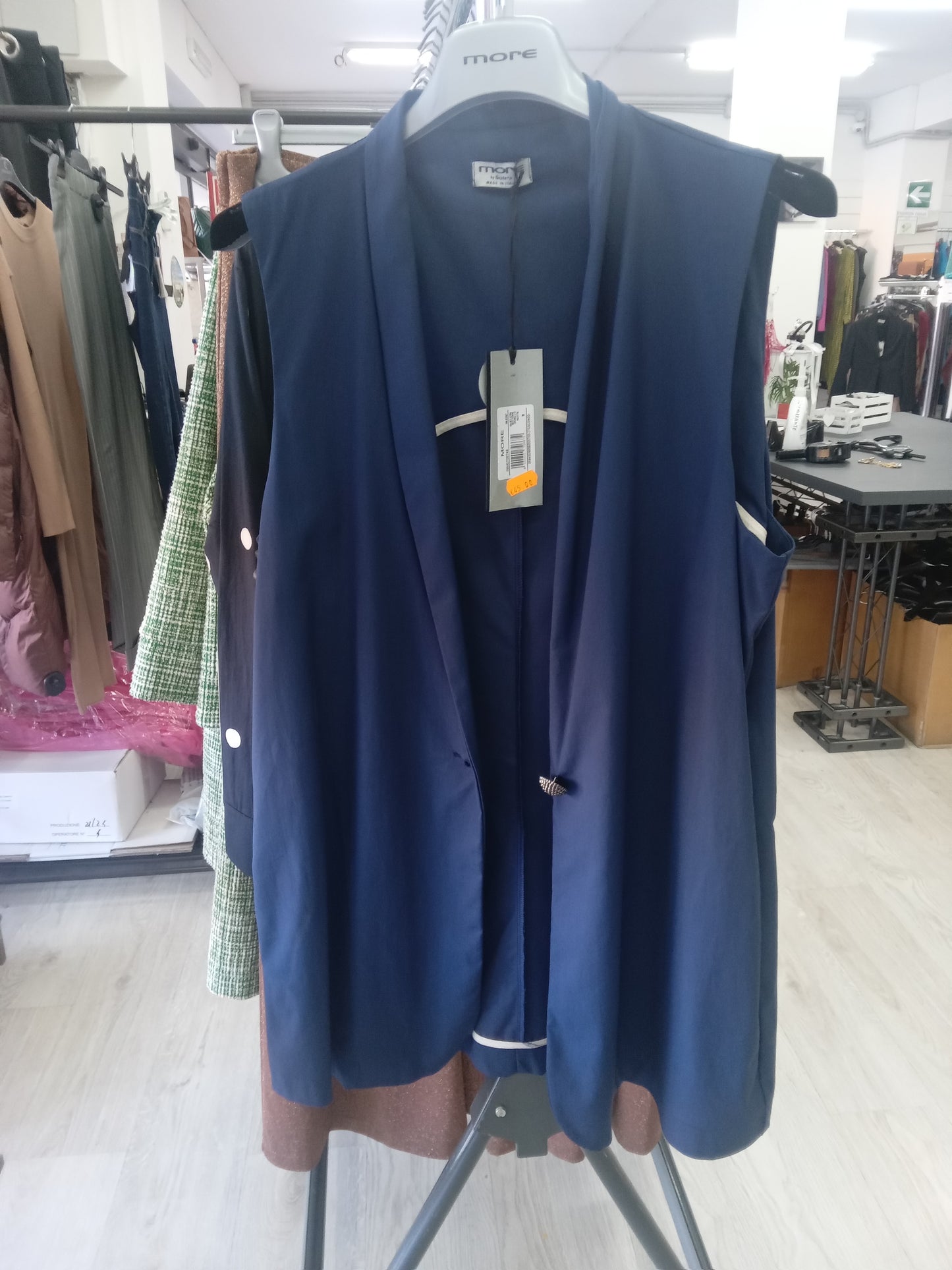 More gilet bottone gioiello blu notte