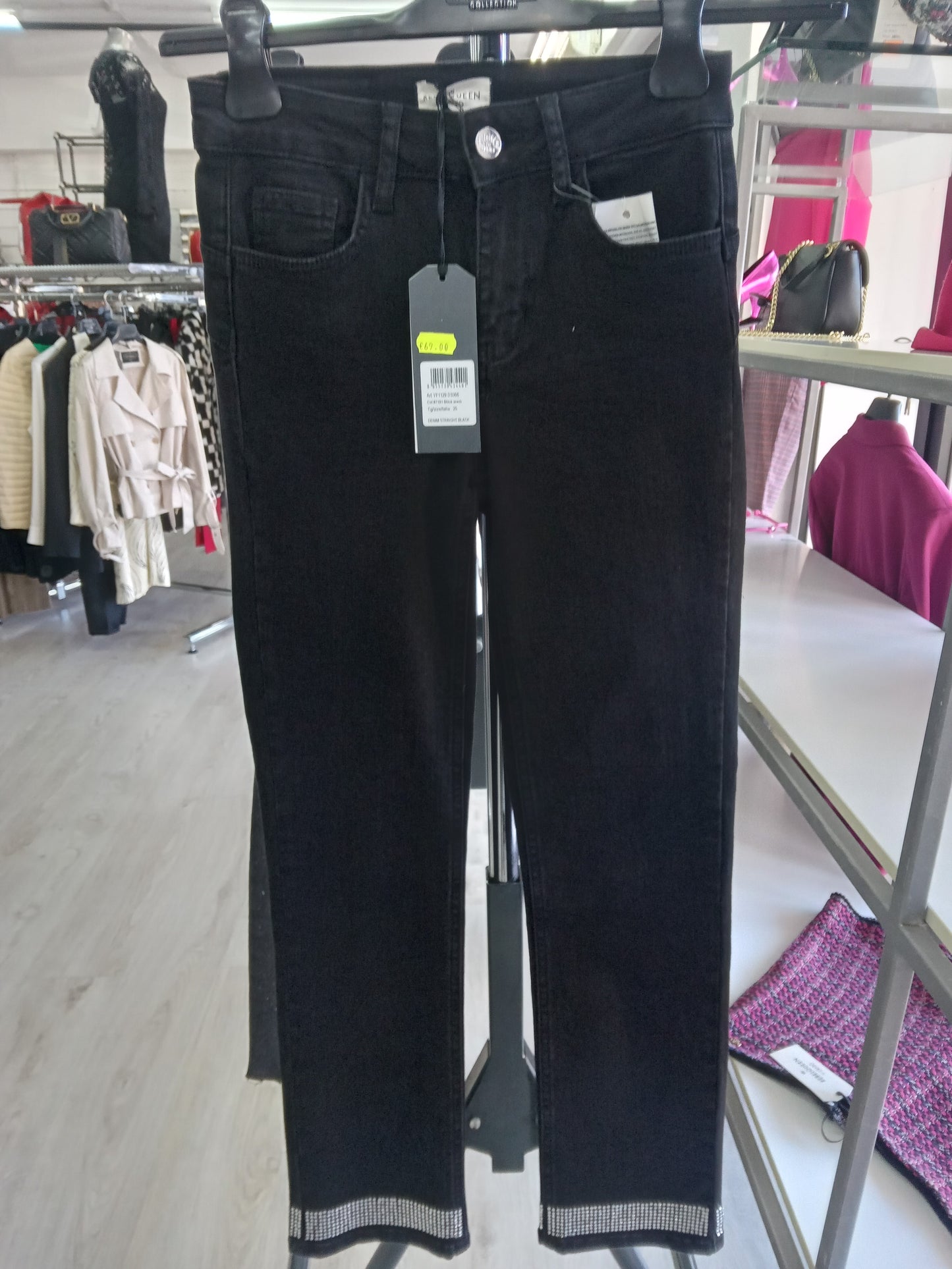 Liu jo denim nero con rifiniture in strass