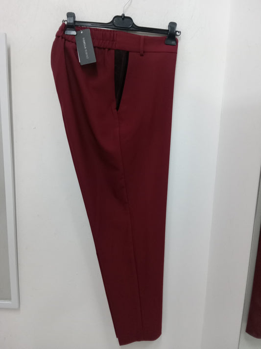 Pantalone Fiorella Rubino bordeaux con inserti pizzo