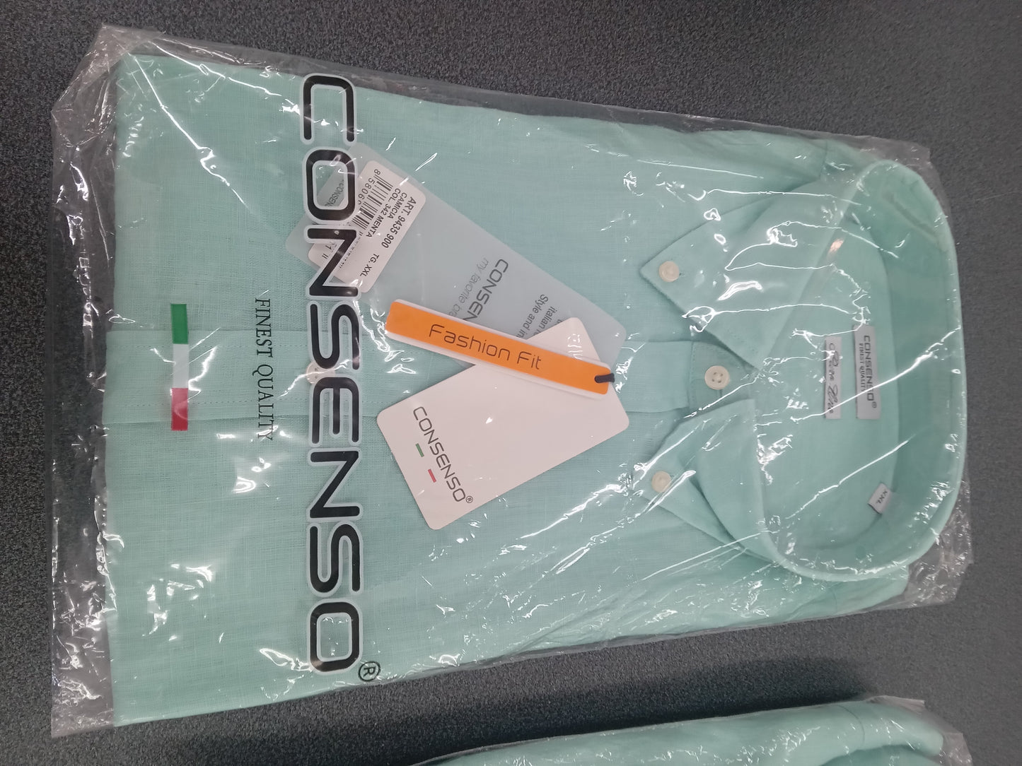 Camicia uomo lino CONSENSO menta botton down