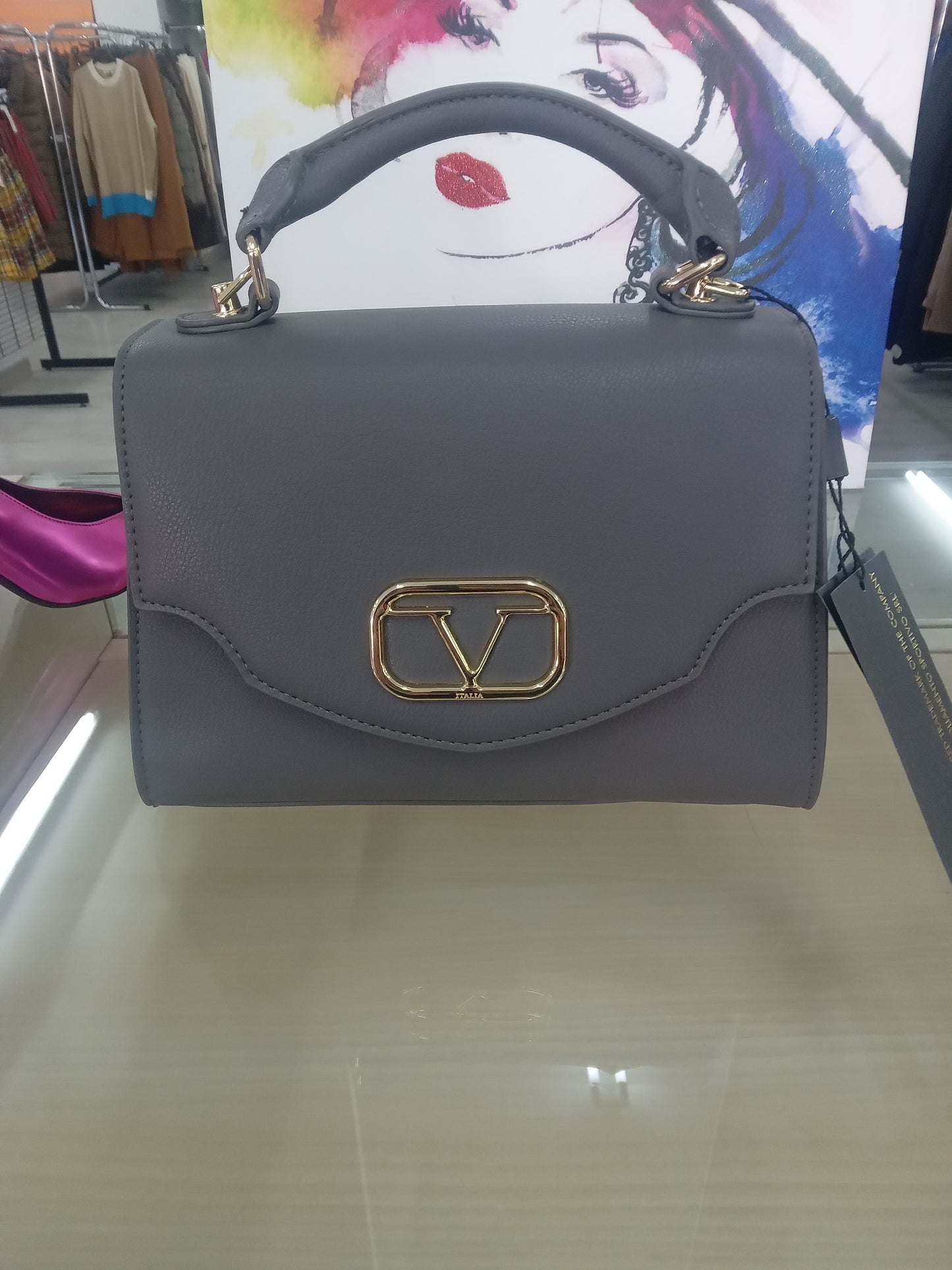 Mini bag V Italia piombo