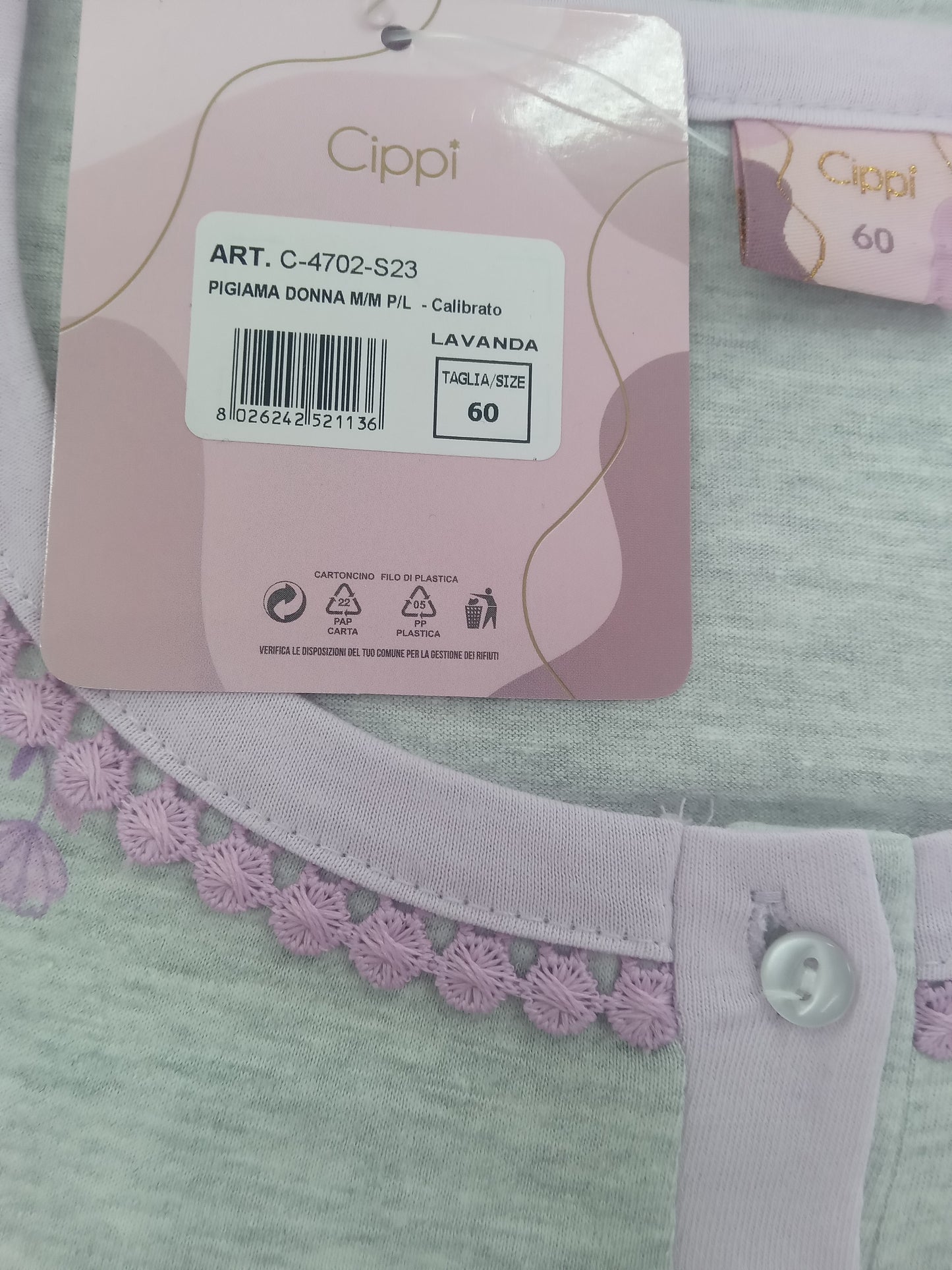 Pigiama Cippi donna lavanda  M/M P/L