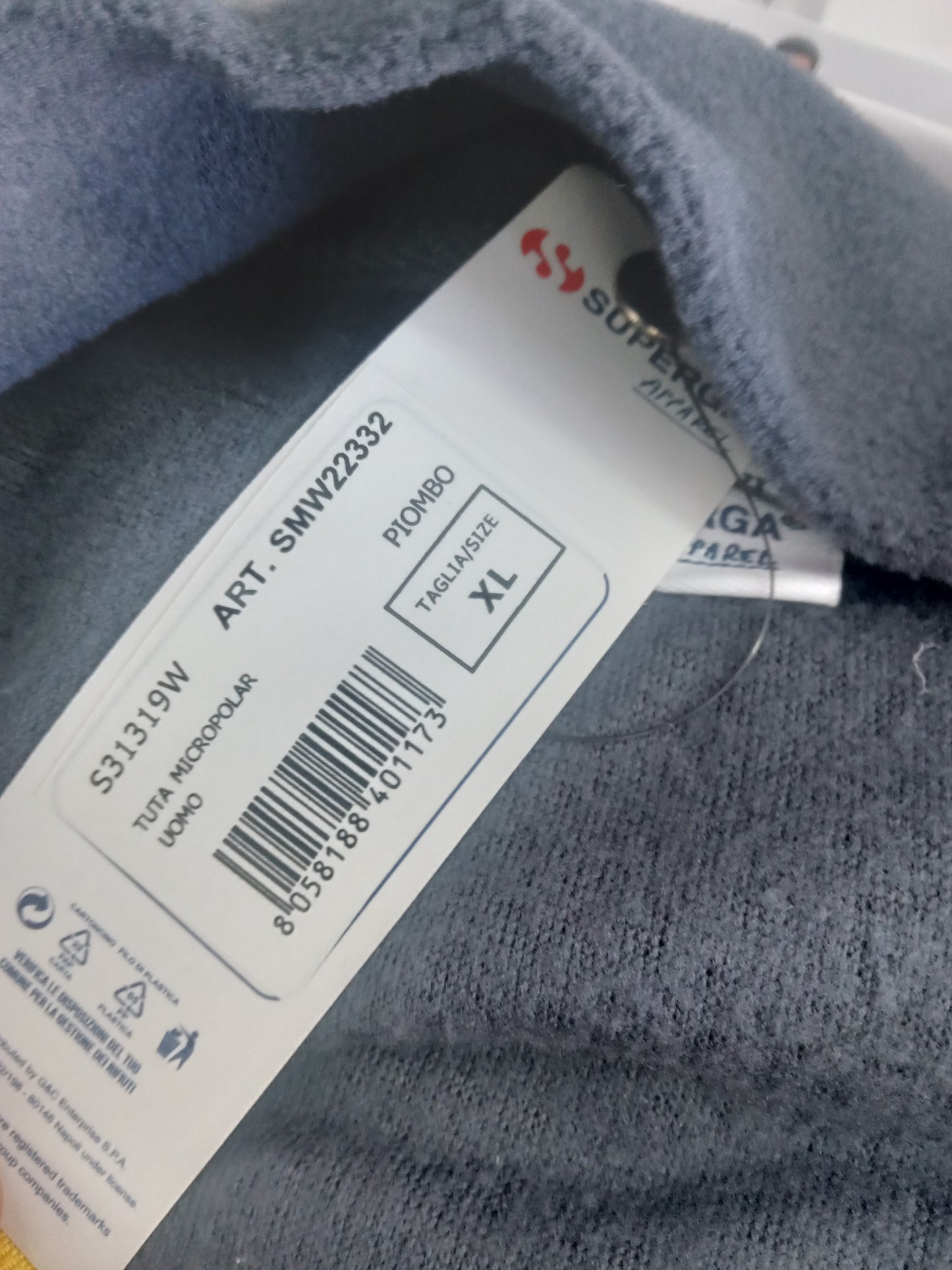 Tuta uomo micropolar Superga piombo