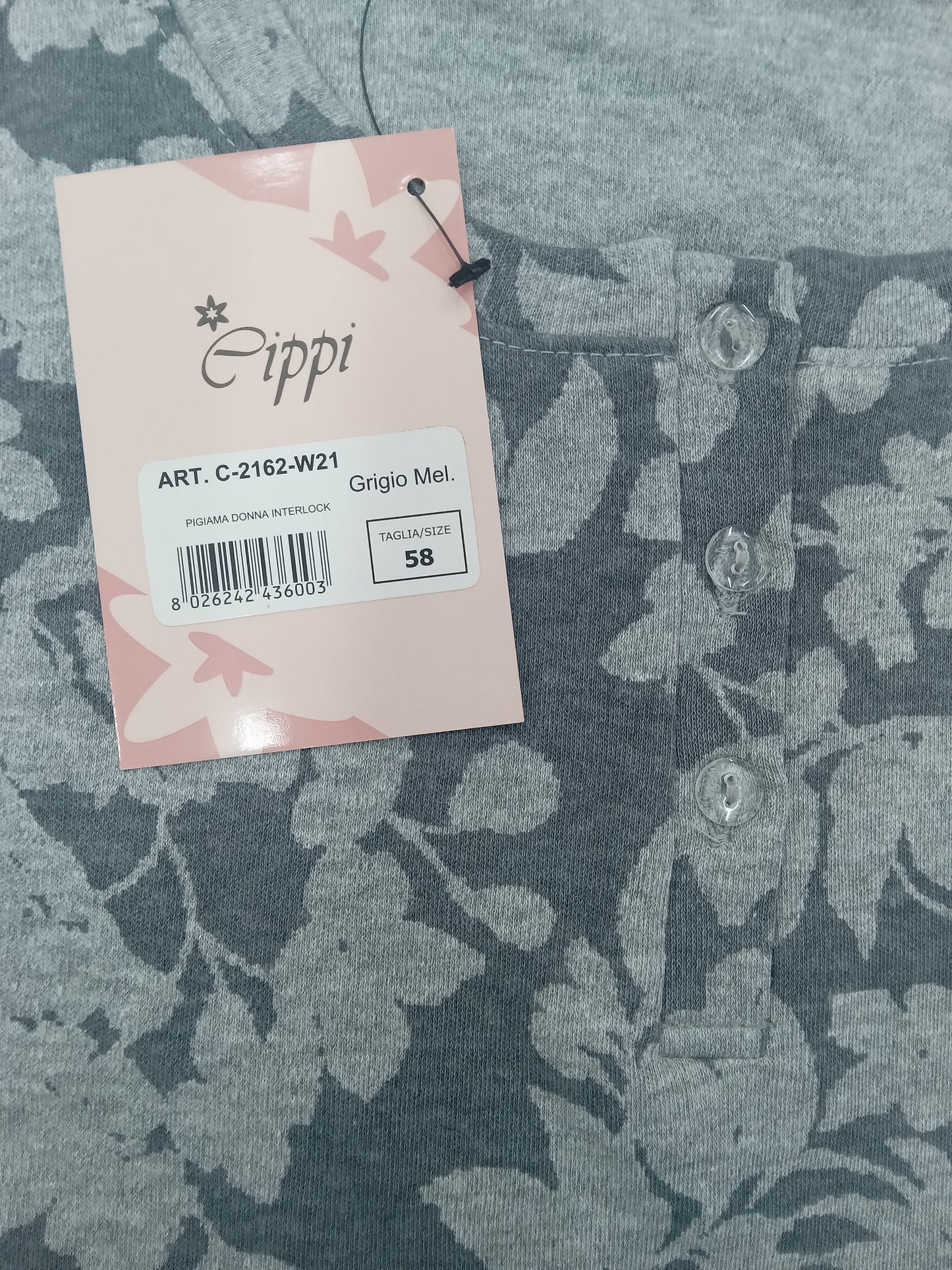 Pigiama donna Cippi interlock Grigio Mel