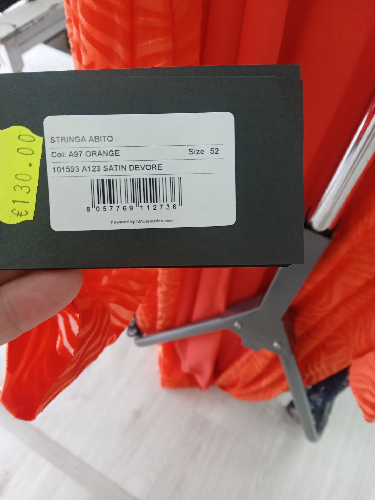 Pinko abito lungo orange satin devore