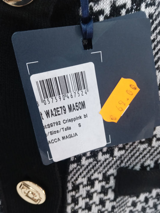Liu jo cardigan bianco e nero bottoni oro