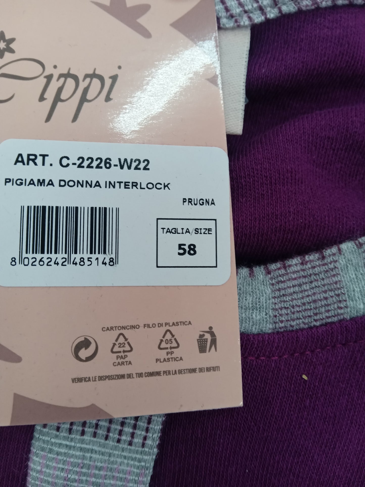 Pigiama donna Interlock prugna