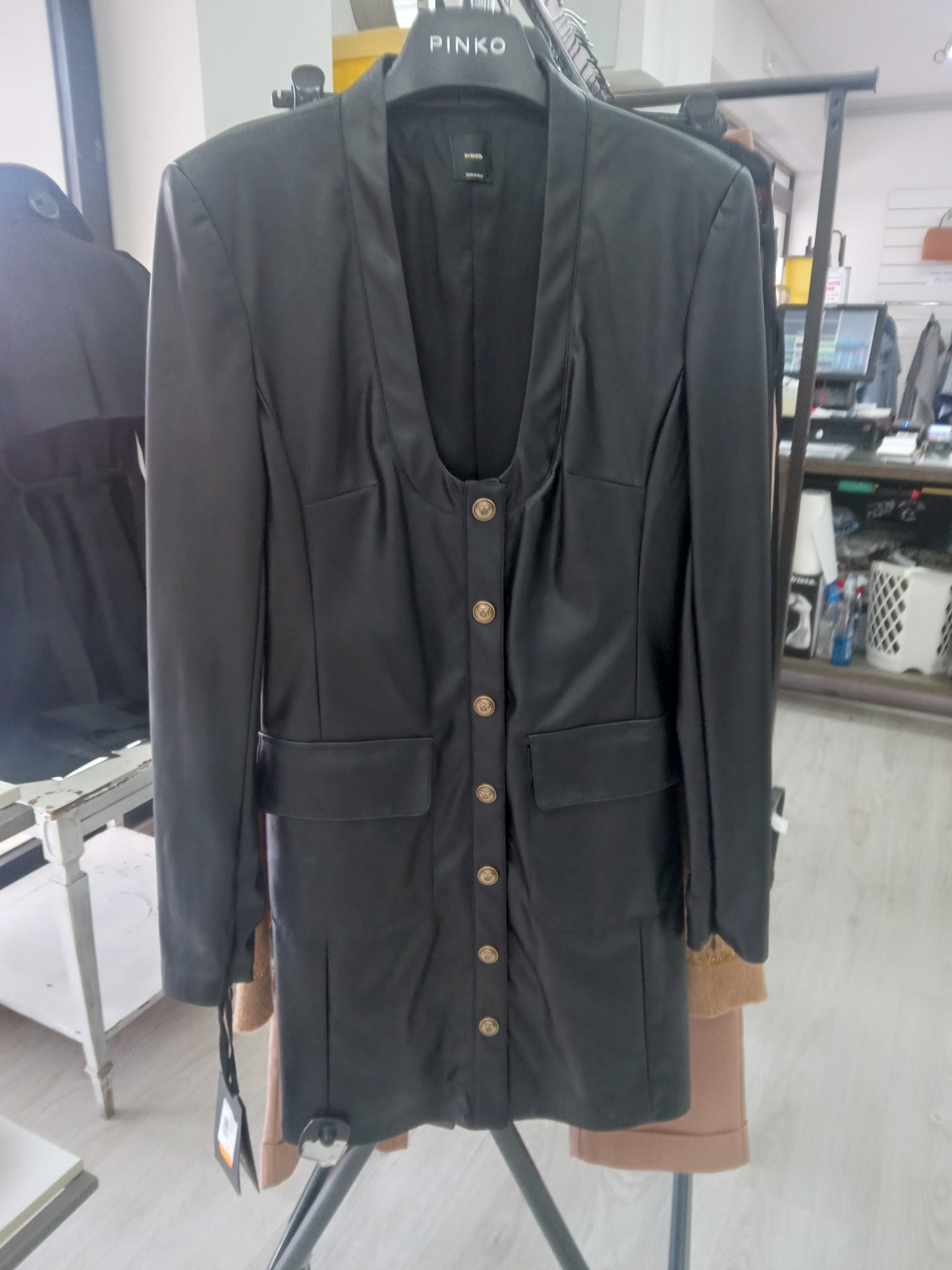 Pinko abito Aleta ecopelle black