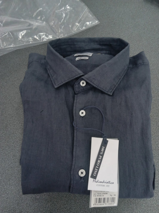 Camicia uomo lino MEDIOADRIATICO blu