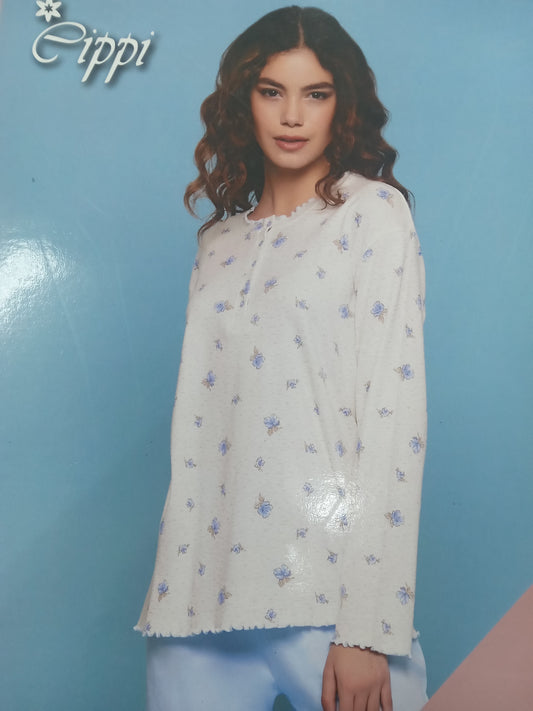 Pigiama  Cippi interlock donna celeste