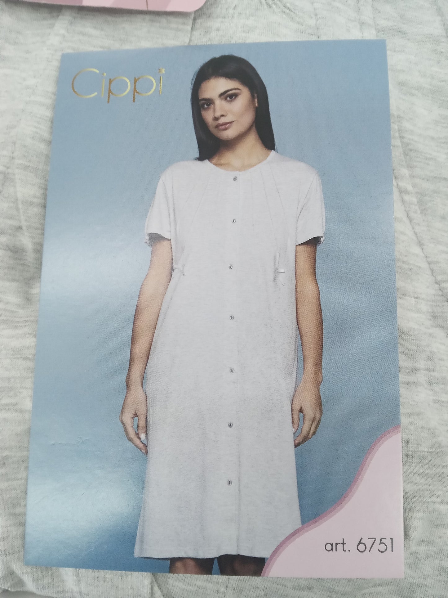 Camicia da notte aperta M/m grigio chiaro mel CIPPI