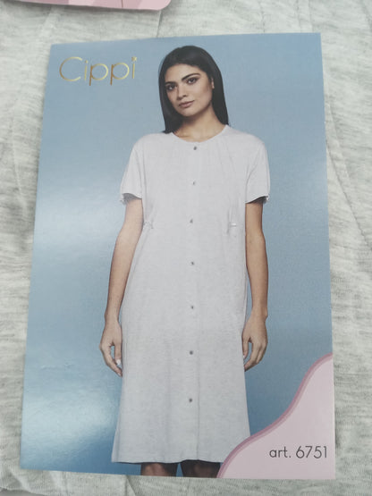 Camicia da notte aperta M/m grigio chiaro mel CIPPI
