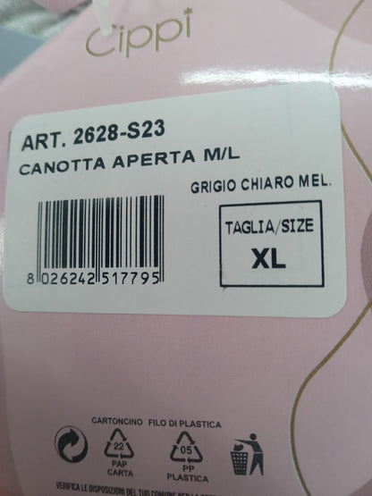 Camicia da notte aperta grigio chiaro mel fiori CIPPI