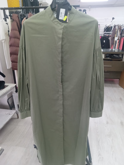 Twinset abito aperto pile green