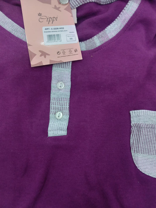 Pigiama donna Interlock prugna