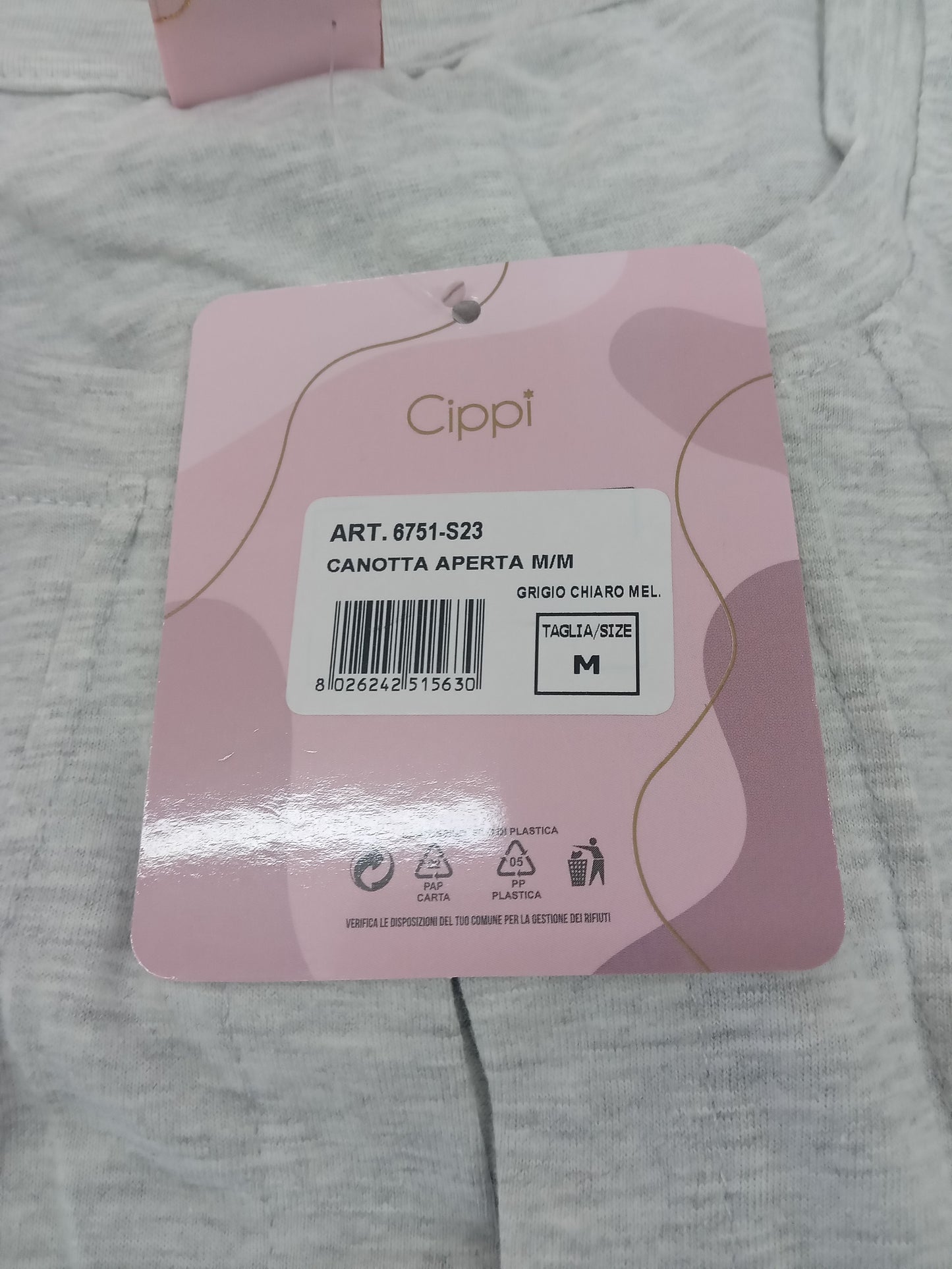 Camicia da notte aperta M/m grigio chiaro mel CIPPI