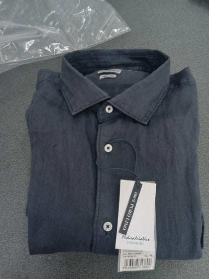 Camicia uomo lino MEDIOADRIATICO blu